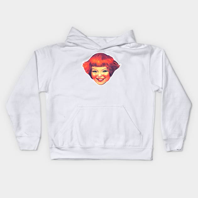 red haired girl with bangs Kids Hoodie by Marccelus